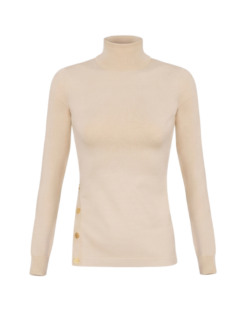 Maglia dolcevita crema con bottoni