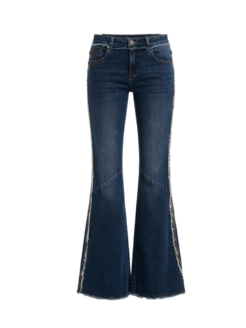 Jeans flared frayed blu
