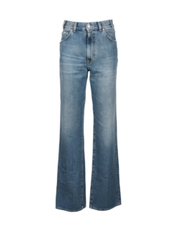 Jeans bootcut blu con chiusura a zip