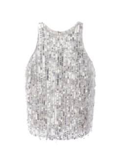 Top argento con paillettes
