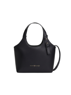 Borsa a tracolla TH Logo Mini Tote nera