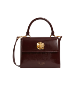 Borsa a tracolla bordeaux con fiore