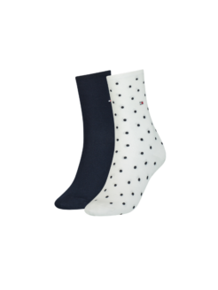 Calzini bianchi e blu con pois