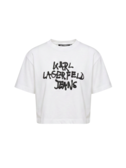 T-Shirt Cropped Graffiti bianca