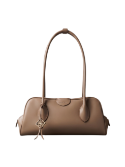 Borsa a spalla beige con logo