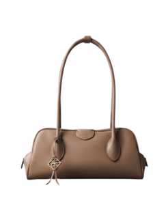 Borsa a spalla beige con logo