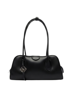 Borsa a spalla nera con logo